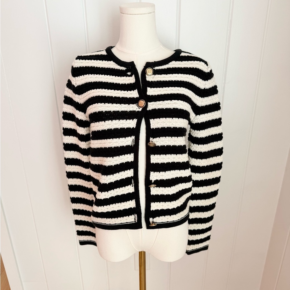 Mango Striped cardigan with jewel buttons S